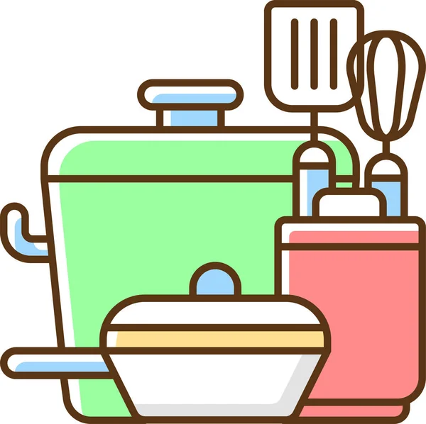 Utensilios Cocina Cocina Cocina Icono Estilo Contorno Lleno — Vector de stock