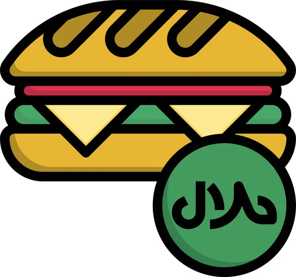 Icono Pan Sándwich Estilo Contorno Lleno — Vector de stock