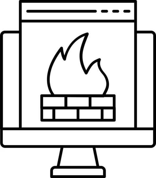 Browser Firewall Icona Internet Stile Contorno — Vettoriale Stock