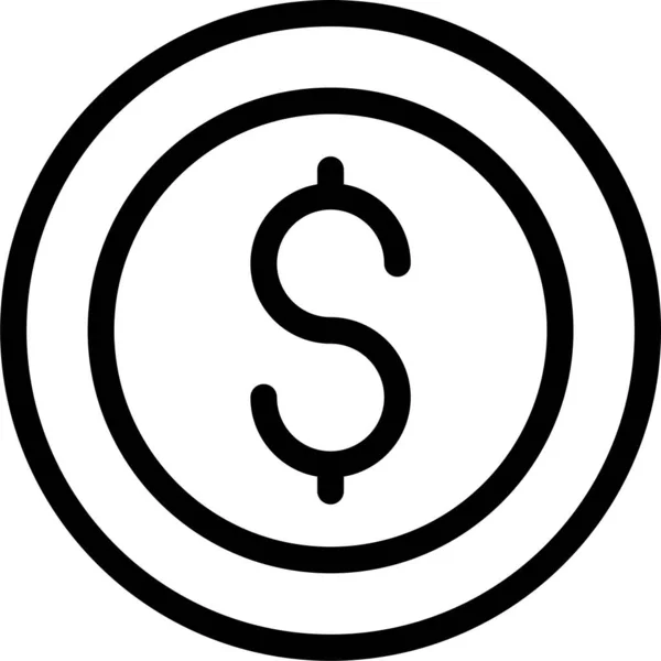 Cash Munt Dollarpictogram Contante Stijl — Stockvector