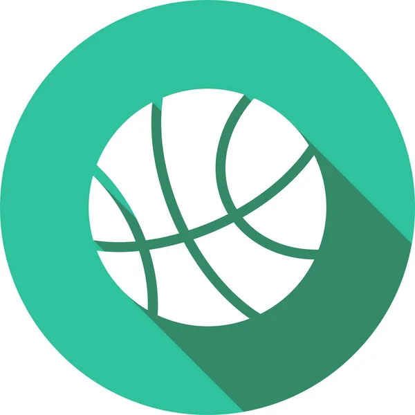 Balón Baloncesto Icono Fútbol Estilo Sombra Larga — Vector de stock