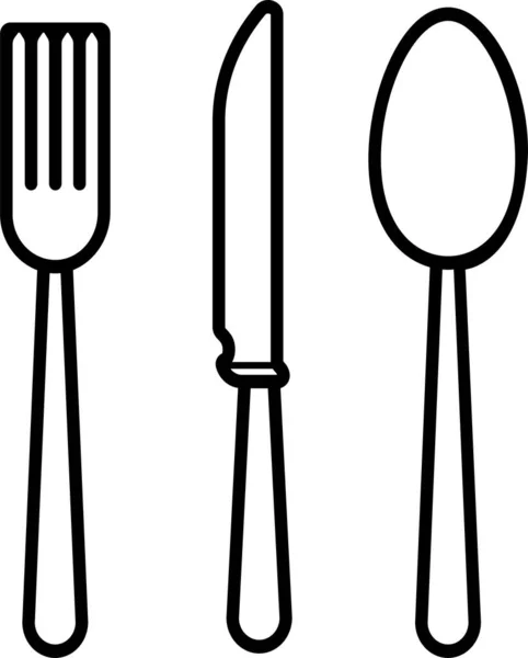 Crockery Cutlery Flatware Icon Outline Style — 图库矢量图片