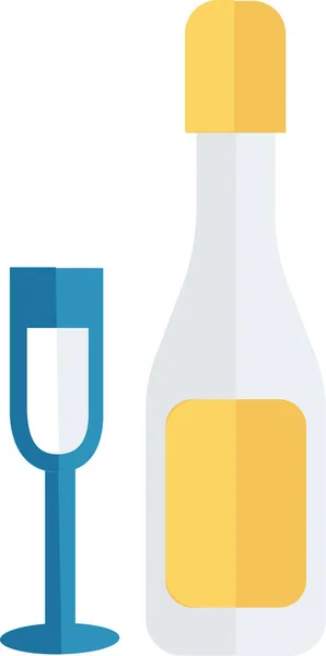 Alkoholos Üveg Ünnepelni Ikon Lapos Stílusban — Stock Vector