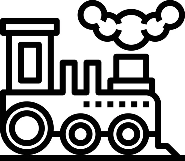 Railroad Steam Train Icon Outline Style — Stock Vector