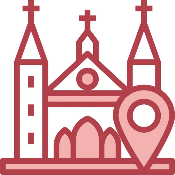 Navegación Iglesia Ubicación Icono — Vector de stock