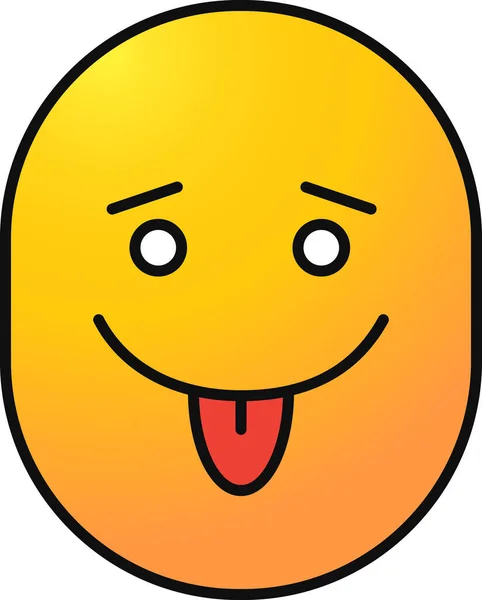 Emoticon Faccina Icona Emoji Stile Contorno Pieno — Vettoriale Stock