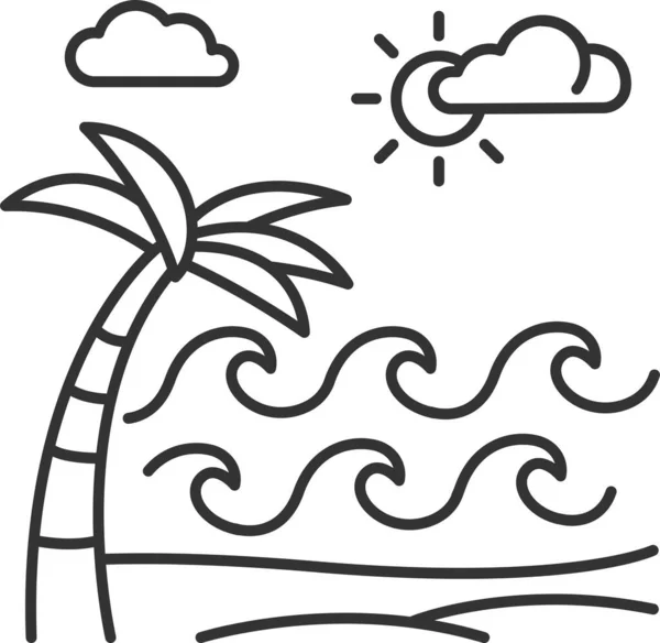 Playa Exótico Océano Icono — Vector de stock