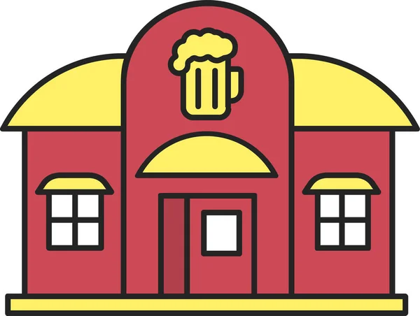 Alehouse Bar Bierhuis Icoon Gevulde Outline Stijl — Stockvector