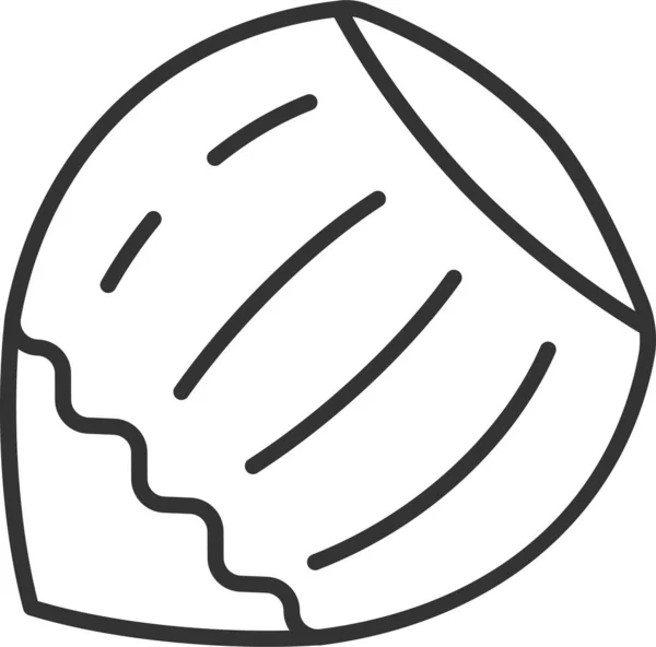 烹饪类食品榛子图标的轮廓风格 — 图库矢量图片