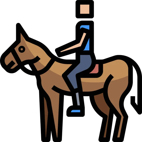 Иконка Людей Лошадей Животных Стиле Заполненного Контура — стоковый вектор