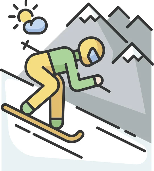 Extreme Tourism Ski Resort Skiing Icon — 图库矢量图片