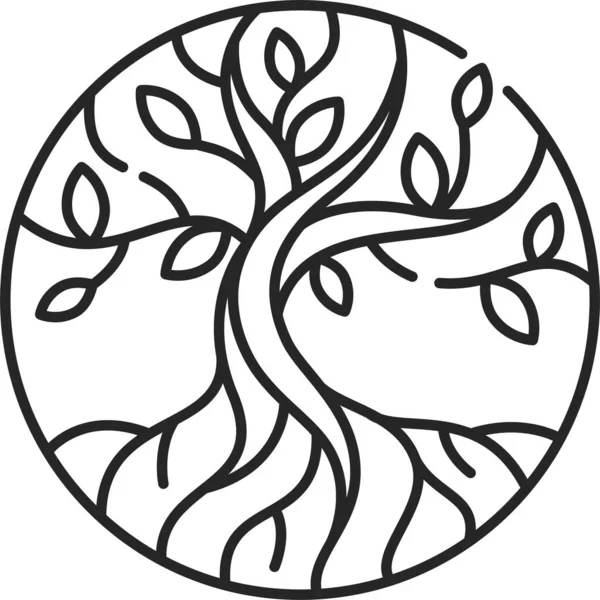 Mit Drzewa Życia Ezoteryczna Ikona Stylu Zarysu — Wektor stockowy