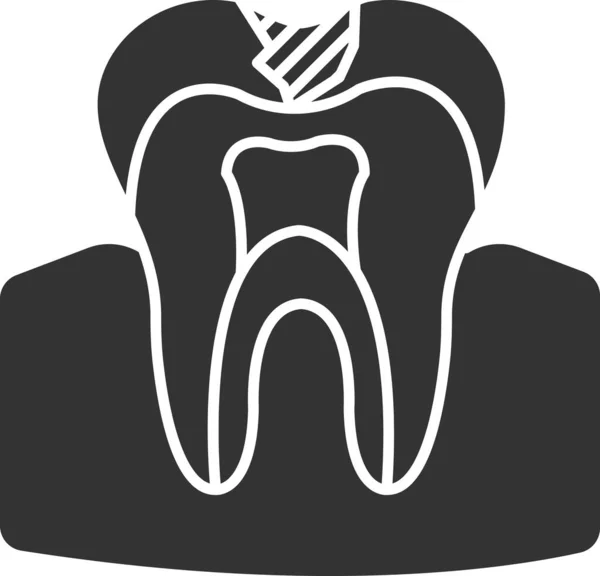 Anatomie Caries Tandheelkundige Icoon Vaste Stijl — Stockvector