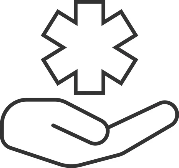 Ambulance Hand Healthcare Icon Outline Style — Stock Vector