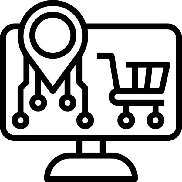 Commerce Marketing Monitor Symbol Umriss Stil — Stockvektor