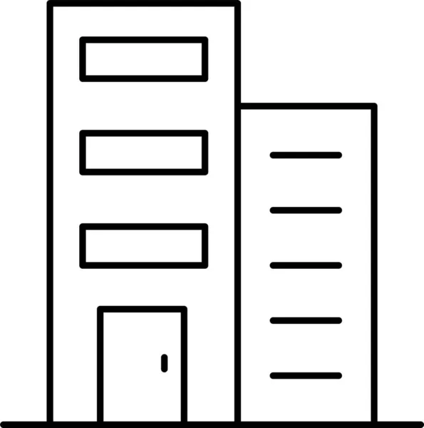 Apartment Building Hotel Icon Outline Style — Stock Vector