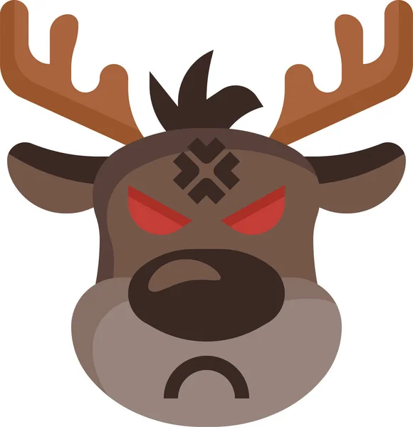 Rentier Wütend Emoji Symbol Der Weihnachtskategorie — Stockvektor