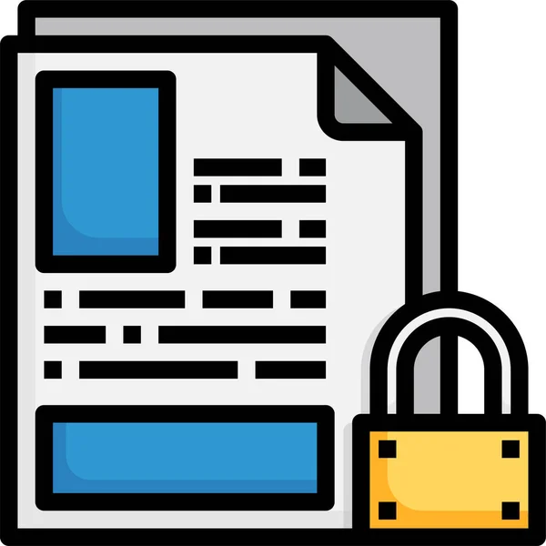 Documento Protección Web Icono — Vector de stock