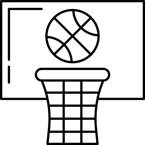 Basketboll Spel Gound Ikon Kontur Stil — Stock vektor