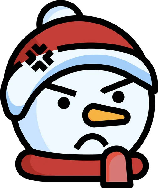 Снеговик Сердитый Икона Снега Рождественской Категории — стоковый вектор