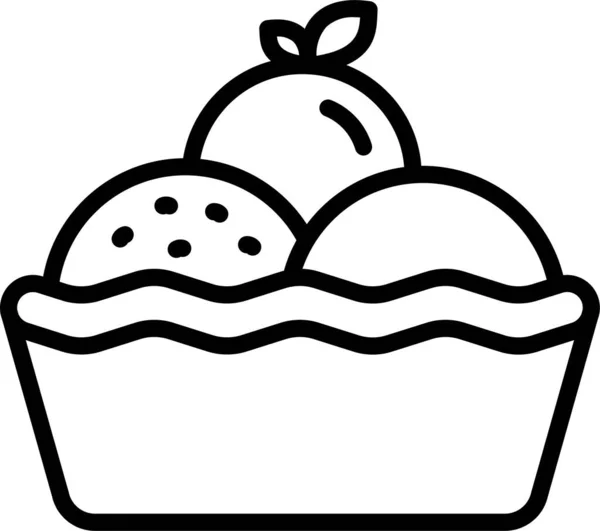 Bowl Scop Dessert Icon Outline Style — 图库矢量图片