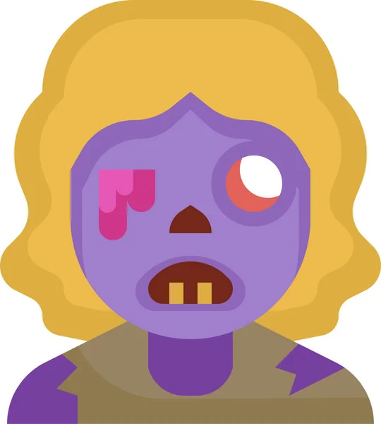 Femmes Zombie Halloween Icône — Image vectorielle