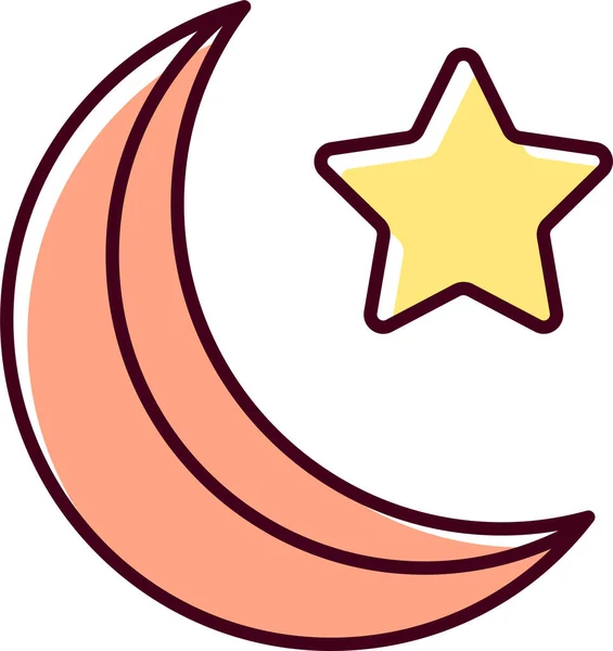 Muslimische Religion Mondschein Spiritualität Ikone Ausgefülltem Outline Stil — Stockvektor