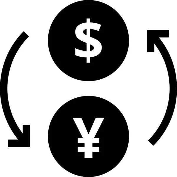 Moneda Dólar Icono Cambio Estilo Sólido — Vector de stock