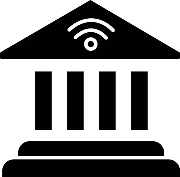 Иконка Банковского Здания Солидном Стиле — стоковый вектор