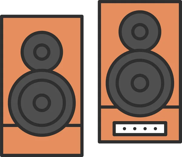 Icona Dell Altoparlante Disco Audio Stile Full Outline — Vettoriale Stock