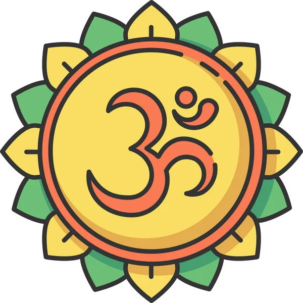 Religión India Chakra Icono — Vector de stock