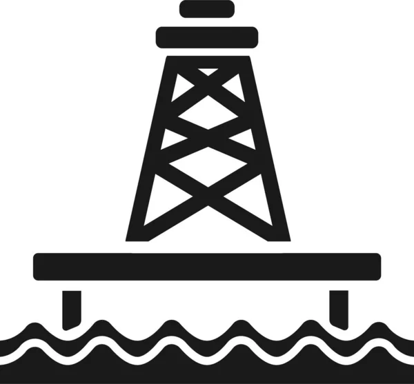 井架海上石油图标固体风格 — 图库矢量图片