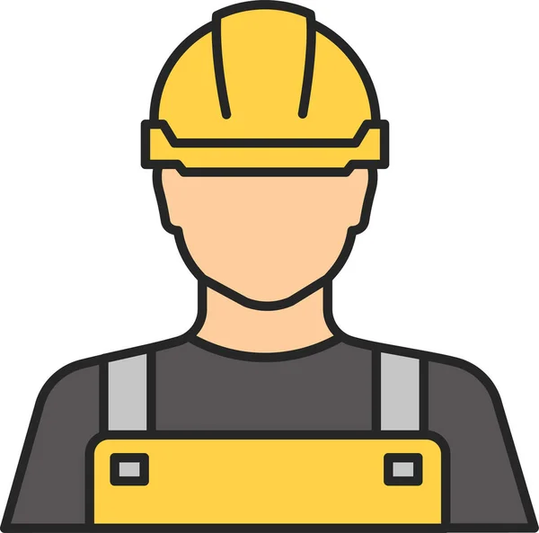 Builder Carpenter Engineer Icon Filled Outline Style — Stock Vector