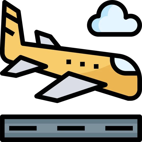 Airplane Airport Arrival Icon Filled Outline Style — Stock Vector