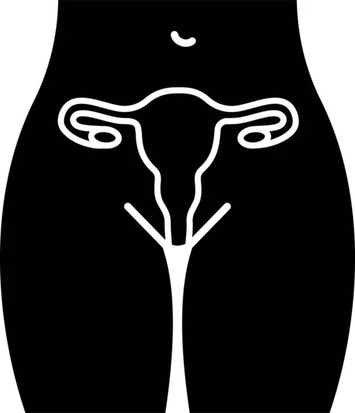 解剖学的卵管女性のアイコンを固体的に — ストックベクタ