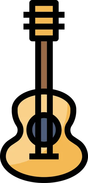 Icono Multimedia Guitarra Acústica Estilo Contorno Lleno — Vector de stock