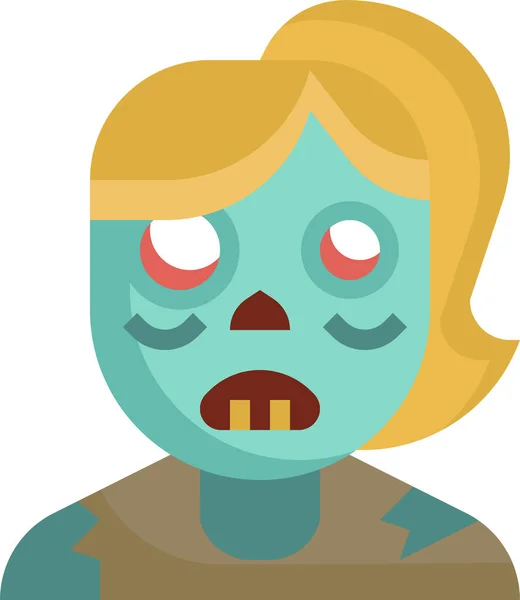 Donne Zombie Icona Halloween — Vettoriale Stock