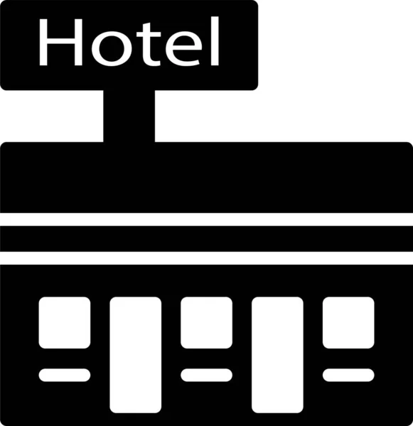 Κρεβάτι Κτίριο Ξενοδοχείο Εικονίδιο Στερεό Στυλ — Διανυσματικό Αρχείο