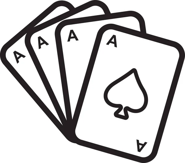 Kártyák Kaszinó Szerencsejáték Ikon Körvonalazott Stílusban — Stock Vector