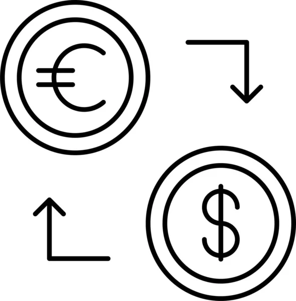 Dollar Växlingspengar Ikon Översikt Stil — Stock vektor