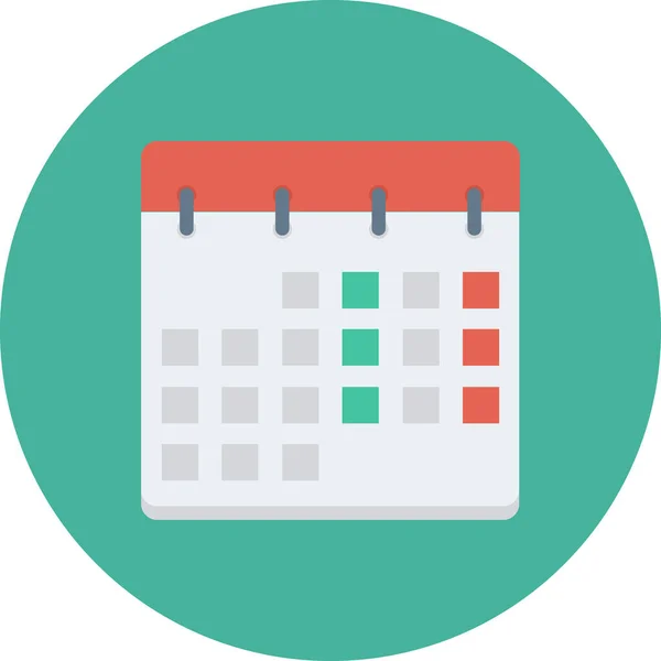 Calendario Data Icona Multimediale Stile Piatto — Vettoriale Stock