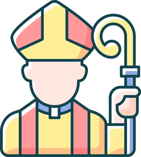 Icono Del Sacerdote Iglesia Católica Estilo Esquema Lleno — Archivo Imágenes Vectoriales
