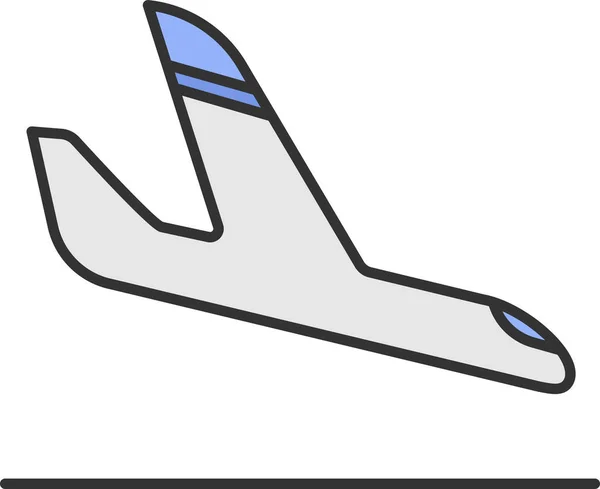 Icono Llegada Del Avión Avión Estilo Esquema Rellenado — Archivo Imágenes Vectoriales