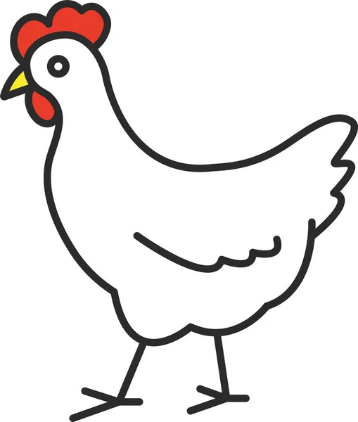 Animal Chicken Domestic Icon Filled Outline Style — Stock Vector