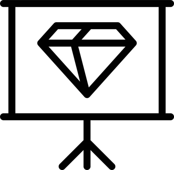 Panneau Cristal Icône Daimond Dans Style Contour — Image vectorielle