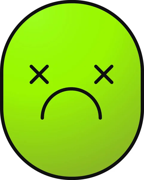 Død Emoji Emoticon Ikon Full Outline Stil – stockvektor