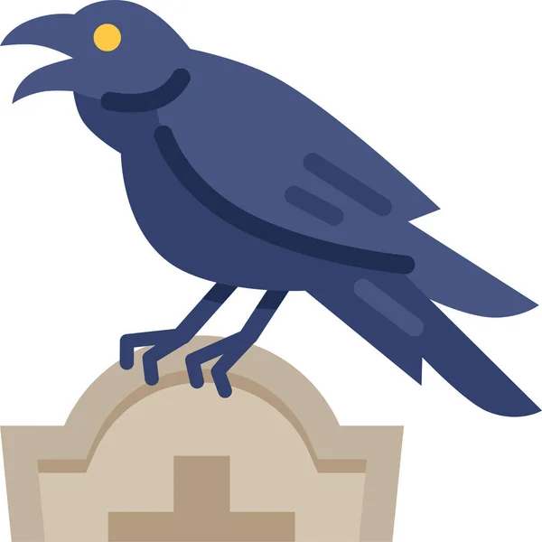 Animal Oiseau Corbeau Icône Dans Style Plat — Image vectorielle
