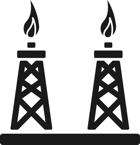 Иконка Газовой Платформы Derrick Твердом Стиле — стоковый вектор