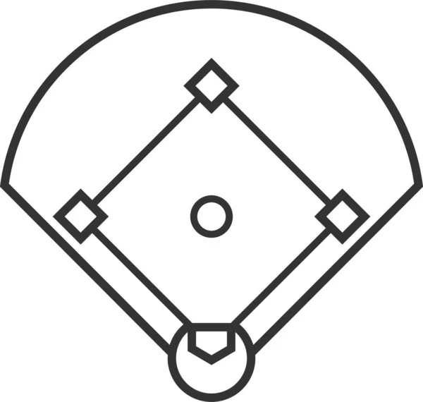 Arena Baseball Court Ikone Outline Stil — Stockvektor