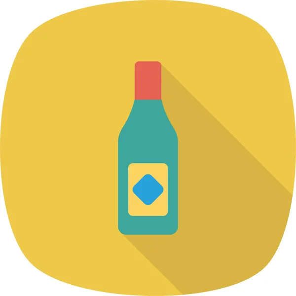 Botella Cerveza Icono Champán Estilo Plano — Vector de stock